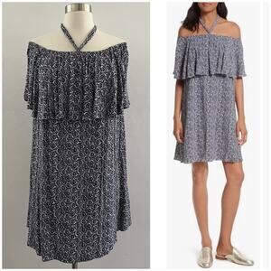 Rebecca Minkoff Havasau Dress Size 4 Blue Off The Shoulder Floral Beach Coastal
